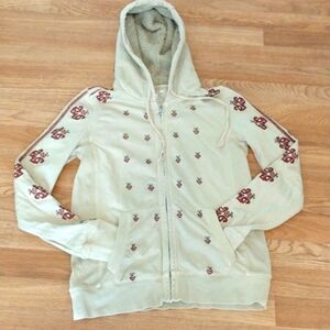 Lucky Brand  Embroidered Hoodie Jacket Size Medium